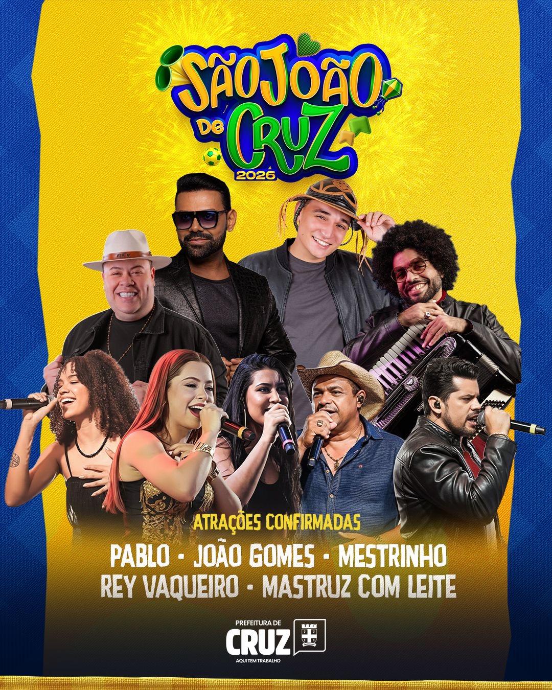 Confirmadas as primeiras atrações do São João de Cruz das Almas 2026