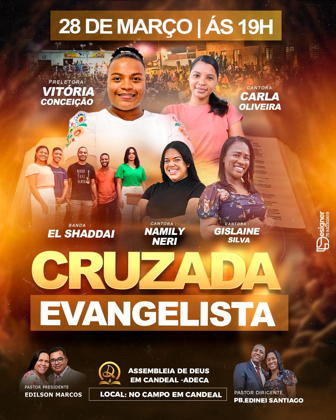 Castro Alves: Cruzada Evangelista será realizada em Candeal no dia 28 de março