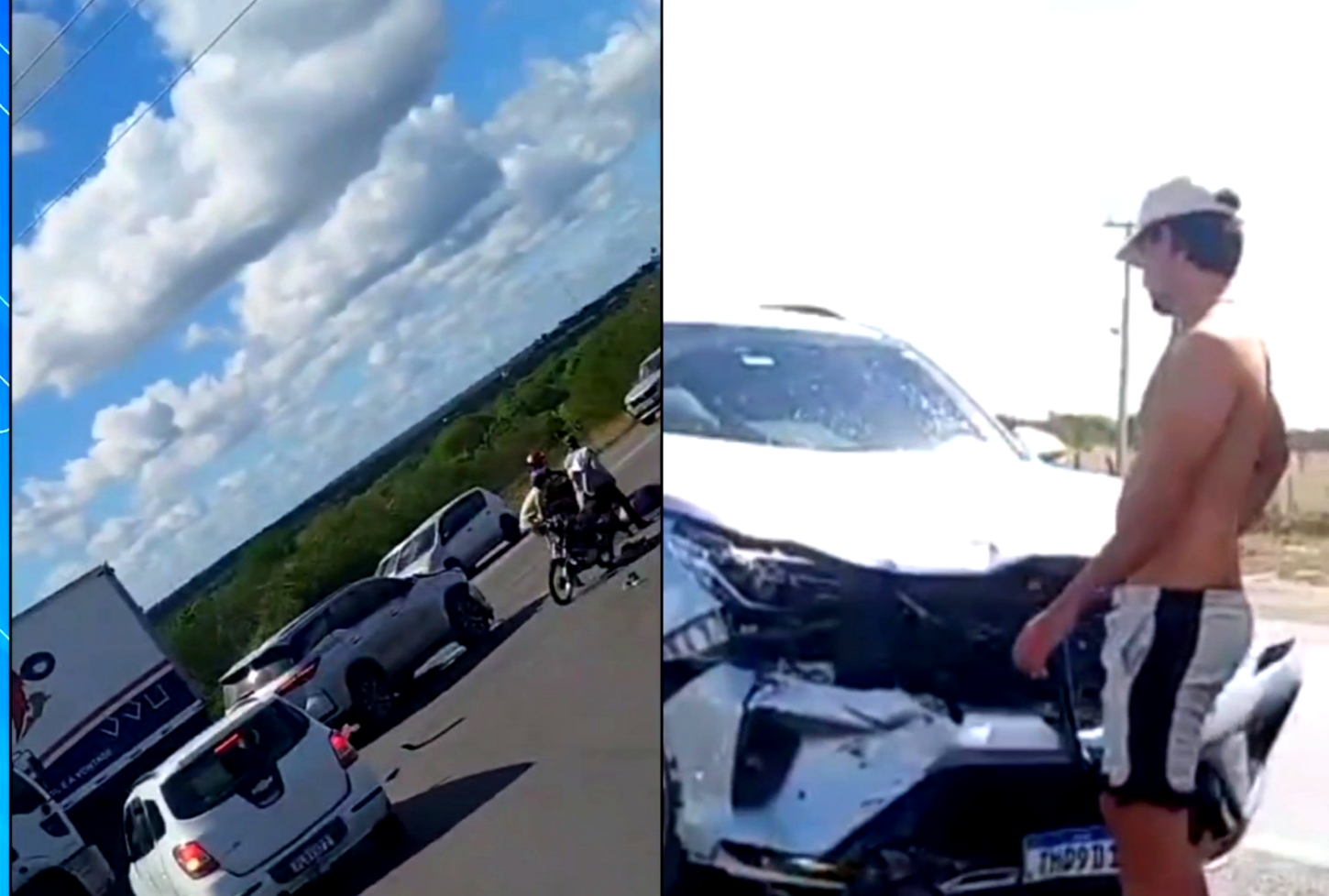 Acidente entre carro e moto deixa duas mulheres feridas na BR-116, em Rafael Jambeiro