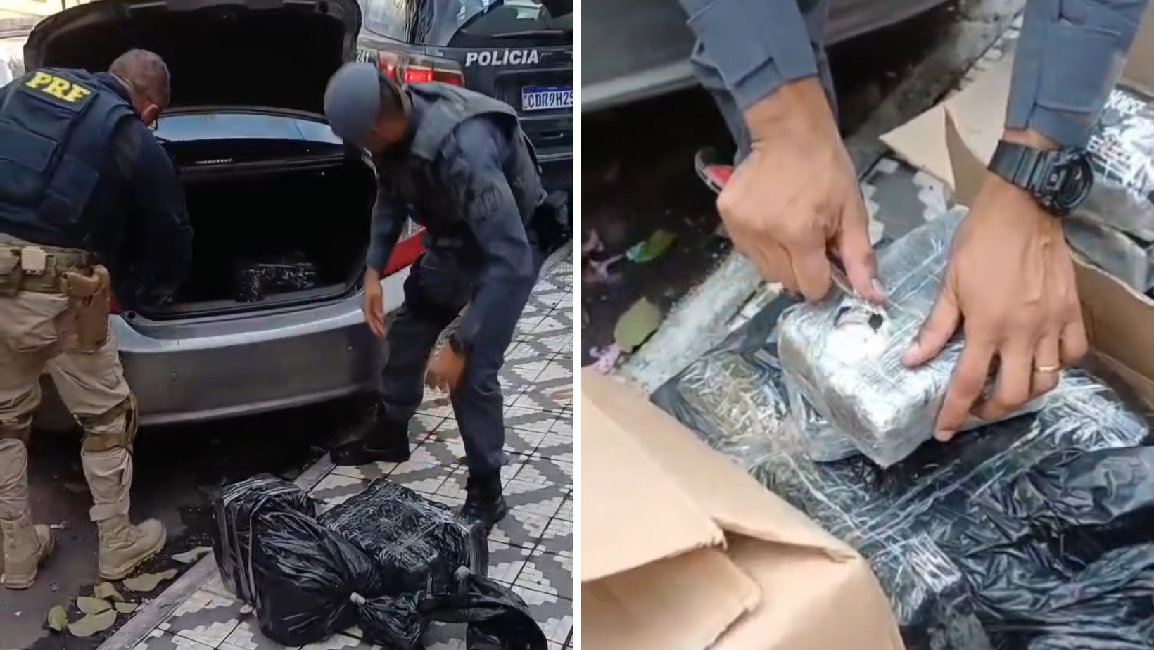 PRF e PM apreendem 102 kg de pasta base de cocaína após perseguição na Dutra, em Taubaté