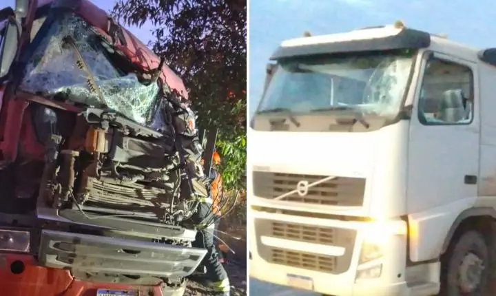 Acidente entre duas carretas deixa um ferido e complica trânsito na BR-101, em Linhares