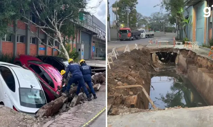 Calçada que cedeu e 'engoliu' carros não podia funcionar como estacionamento, diz Prefeitura de Porto Alegre