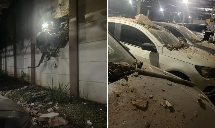 Caminhonete atinge muro e causa prejuízos a carros em garagem de condomínio em Ribeirão Preto, SP