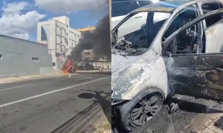 Carro pega fogo e fica destruído no Centro de Teresina; 2º caso em menos de 10 horas