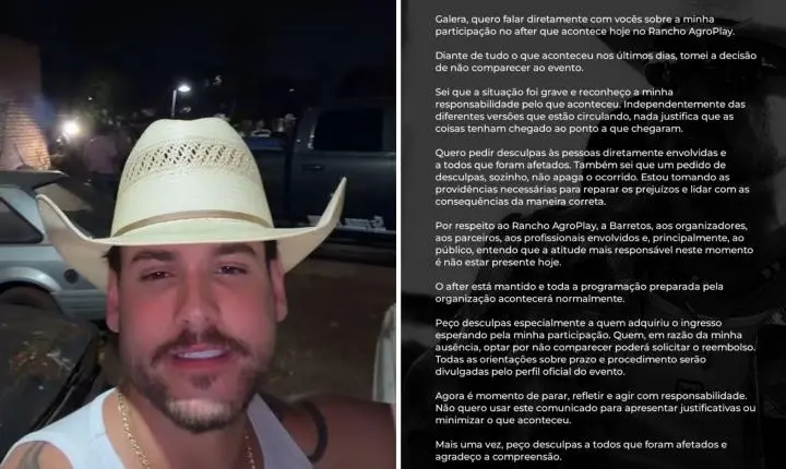 César Rincon cancela participação em after em rancho no camping de Barretos