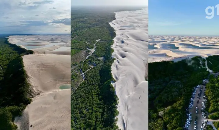 'Deserto feito de água': Nasa publica imagem dos Lençóis Maranhenses vista do espaço