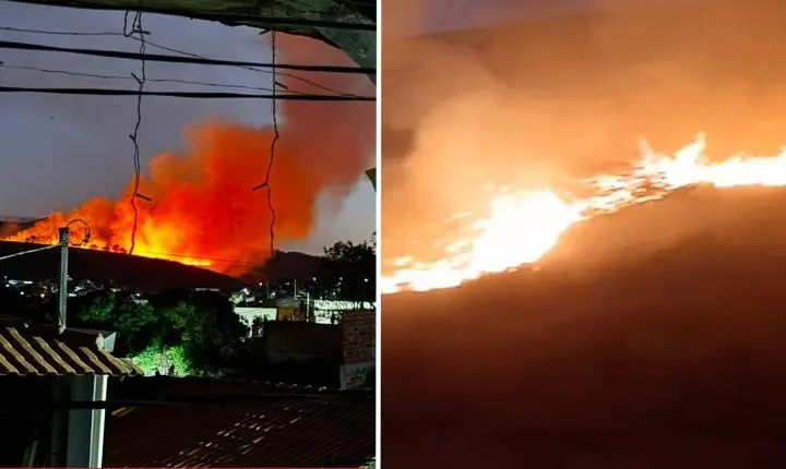 Fogos de artifício durante jogo do Brasil terminam em incêndio em área de vegetação no ES