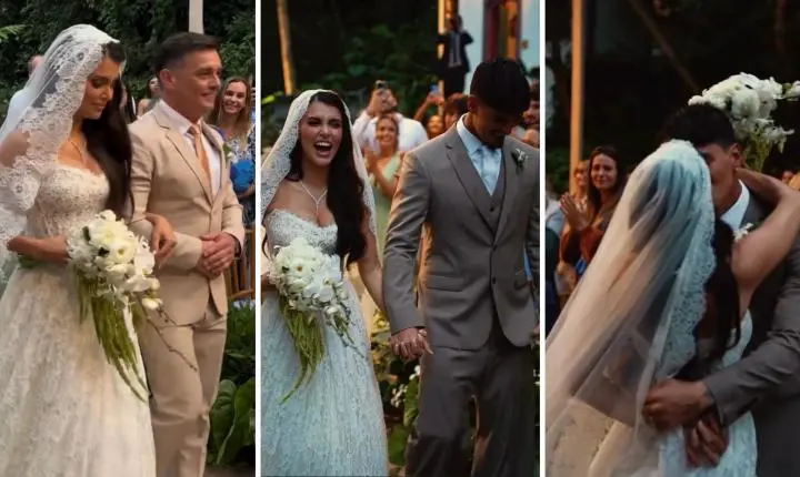 Gabriel Medina e Isabella Arantes anunciam gravidez durante casamento no litoral de SP: 'Maior presente'