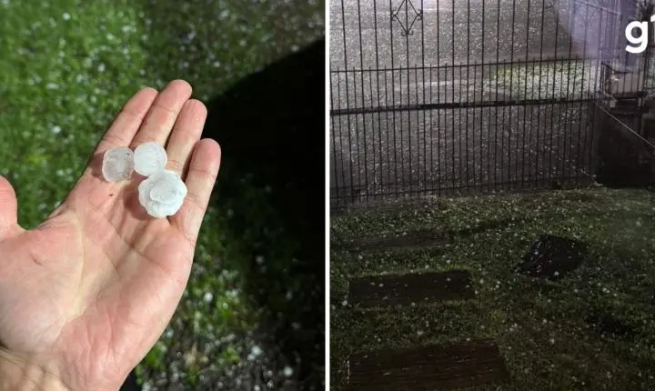 Moradores e turistas recebem alerta vermelho durante temporal com granizo na Serra Gaúcha; mais de 100 casas ficam destelhadas