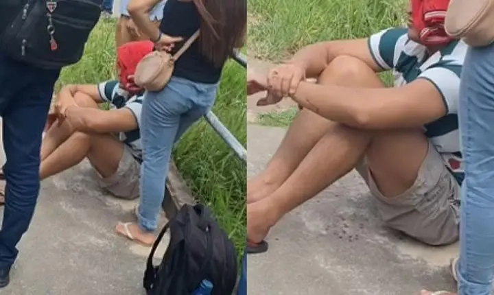 Parte de parede desaba em prédio da Ufal e atinge cabeça de estudante; VÍDEO