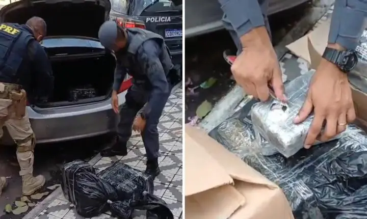 PRF e PM apreendem 102 kg de pasta base de cocaína após perseguição na Dutra, em Taubaté