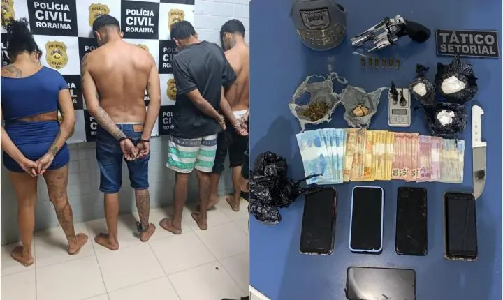 Quatro pessoas são presas por tráfico e pitbull é morto a tiros após atacar PM em Boa Vista