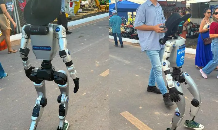Robô com chapéu cowboy e tênis é atração em feira agro de Boa Vista